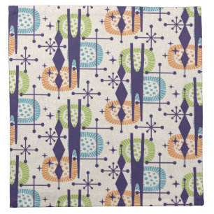 Mid Century Modern Atomic Age Abstract Pattern Cloth Napkin