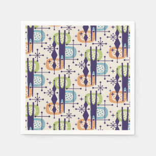 Mid Century Modern Atomic Age Abstract Pattern Napkins
