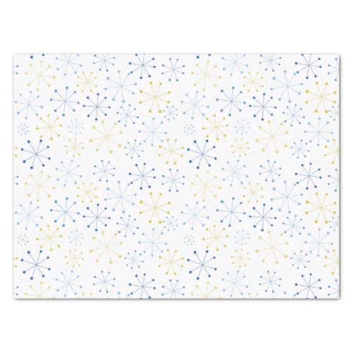Mid_Century Modern Atomic Age Blue Yellow Pattern Tissue Paper