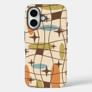 Mid Century Modern Atomic Age Cosmic Pattern iPhone 16 Case