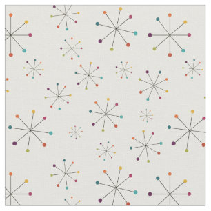 Mid-Century Modern Atomic Age Cream Pattern Fabric