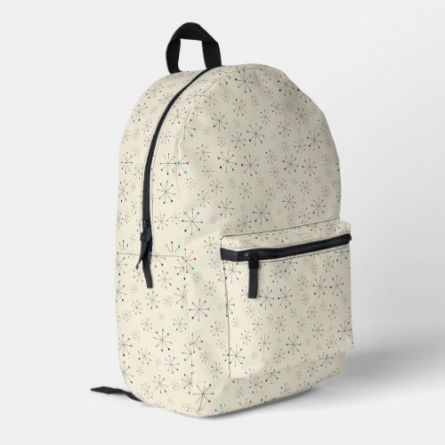 Mid_Century Modern Atomic Age Cream Pattern Printed Backpack