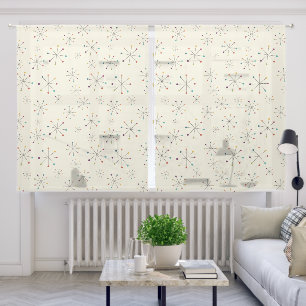 Mid-Century Modern Atomic Age Cream Pattern Sheer Curtains