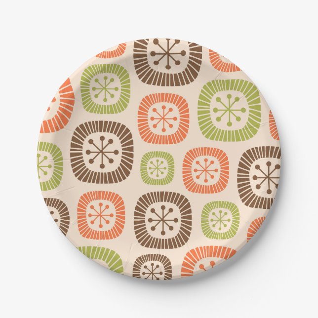 Mid Century Modern Atomic Age Paper Plates (Front)