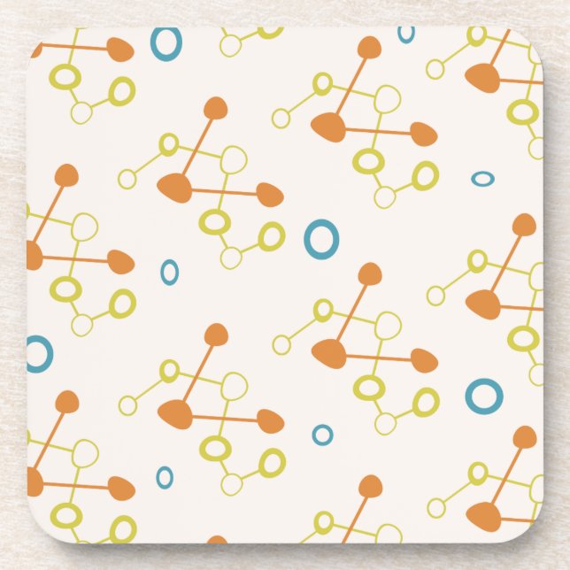 Mid Century Modern Atomic Age Pattern Beverage Coaster (Front)