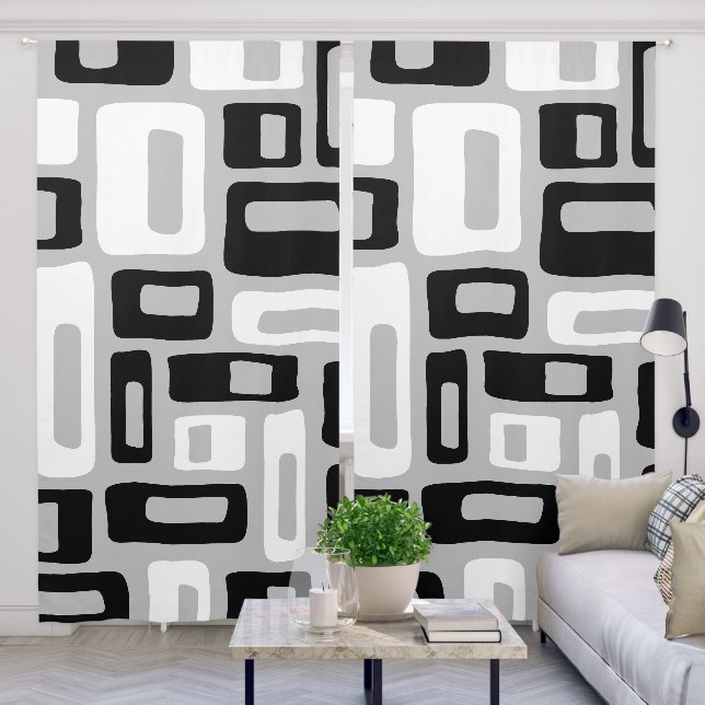 Mid Century Modern Atomic Age Pattern Blackout Curtains (Living Room)