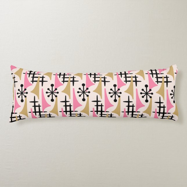 Mid Century Modern Atomic Age Pattern Body Pillow (Front)