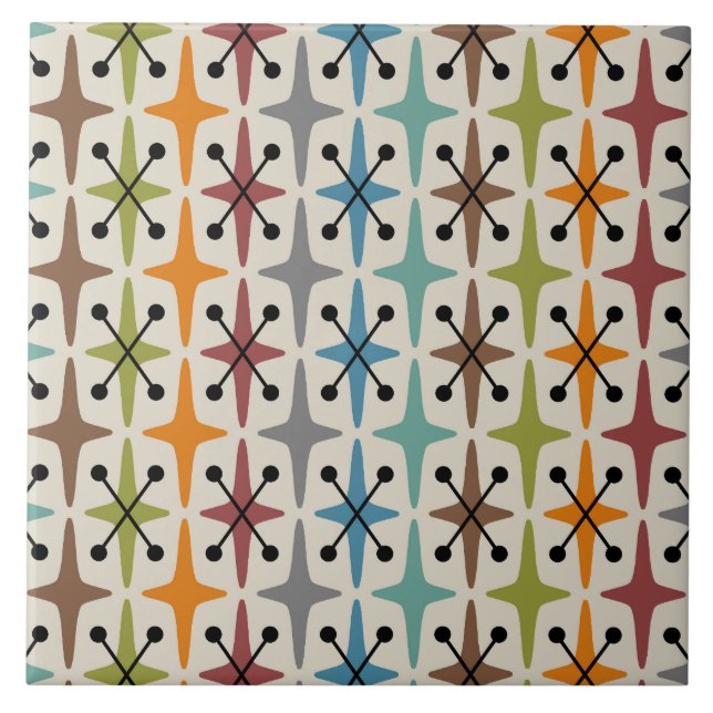 Mid Century Modern Atomic Age Pattern Ceramic Tile (Front)
