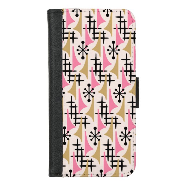 Mid Century Modern Atomic Age Pattern iPhone Wallet Case (Front)