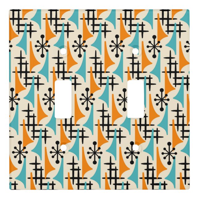 Mid-Century Modern Atomic Age Pattern Light Switch Cover (Front)