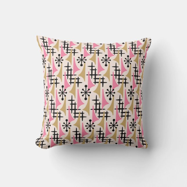 Mid Century Modern Atomic Age Pattern Throw Pillow (Front)