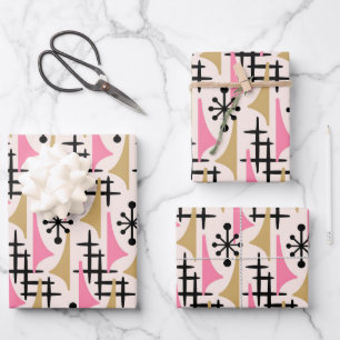 Mid Century Modern Atomic Age Pattern Wrapping Paper Sheets