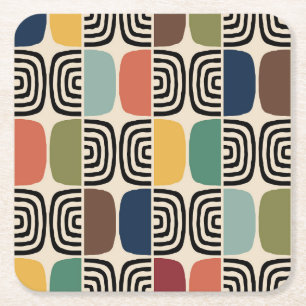 Mid Century Modern Atomic Age Square Paper Coaster