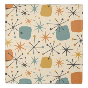 Mid Century Modern Atomic Age Starburst Pattern Duvet Cover