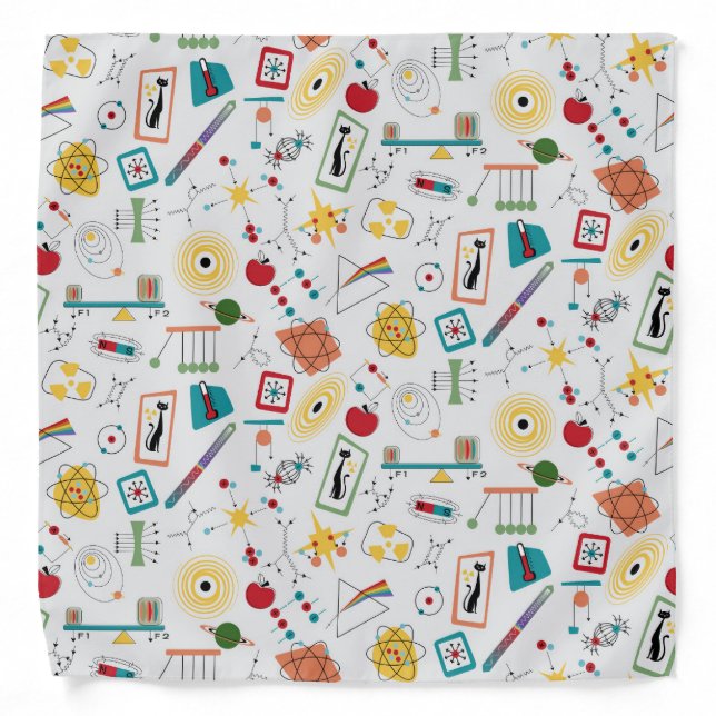 Mid Century Modern Atomic Age STEM Physics Scatter Bandana (Front)