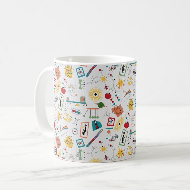 Mid Century Modern Atomic Age STEM Physics Scatter Coffee Mug (Front Left)