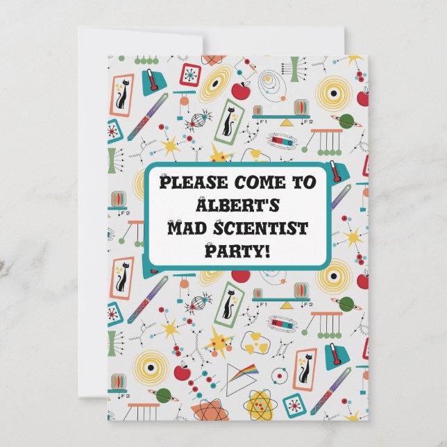 Mid Century Modern Atomic Age STEM Physics Scatter Invitation (Front)