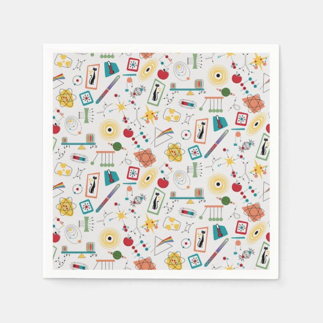 Mid Century Modern Atomic Age STEM Physics Scatter Napkins (Front)