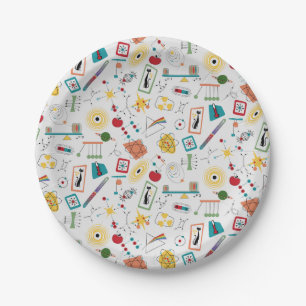 Mid Century Modern Atomic Age STEM Physics Scatter Paper Plates