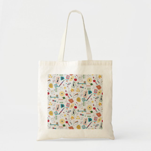 Mid Century Modern Atomic Age STEM Physics Scatter Tote Bag (Front)