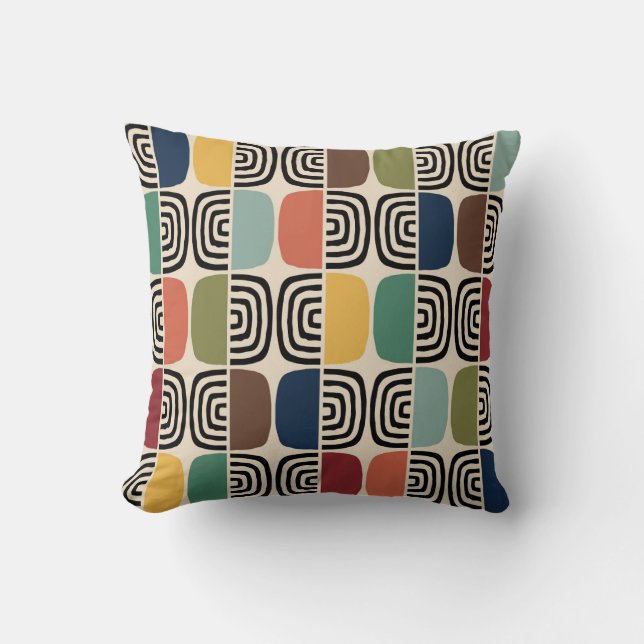 Mid Century Modern Atomic Age Throw Pillow (Front)