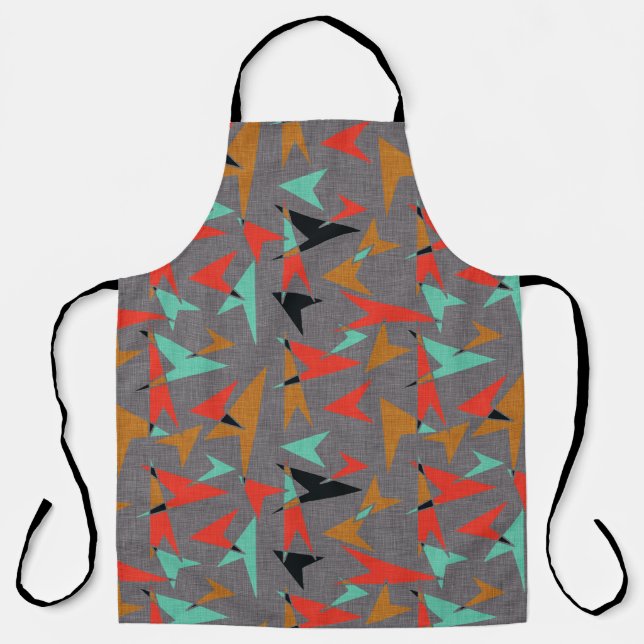 Mid Century Modern Atomic Arrows Black Orange Gray Apron (Front)