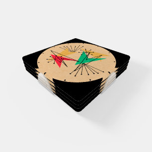 Mid Century Modern Atomic Arrows Starbursts Coaster Set