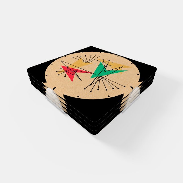 Mid Century Modern Atomic Arrows Starbursts Coaster Set (Set)