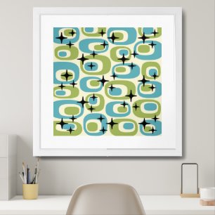 Mid Century Modern Atomic Art Framed Art