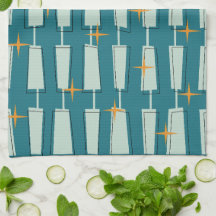 Mid Century Modern Atomic Blocks Teal, Aqua