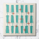 Mid Century Modern Atomic Blocks Teal, Cream, Red Ceramic Tile<br><div class="desc">Atomic Age Mid Century Modern design. Fun and bold design with funky and colorful blocks,  and stars. Perfect for retro and vintage style lovers.</div>