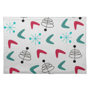 Mid-Century Modern Atomic Boomerangs Cloth Placemat