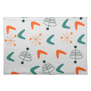 Mid-Century Modern Atomic Boomerangs Cloth Placemat