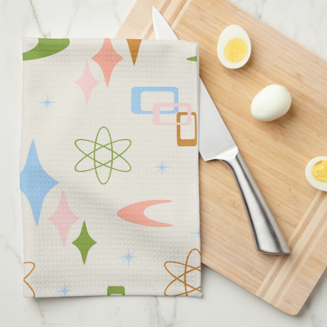 Mid Century Modern Atomic Boomerangs Kitchen Towel (Quarter Fold)