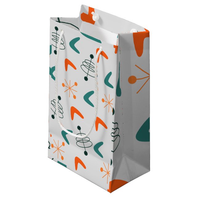 Mid-Century Modern Atomic Boomerangs  Small Gift Bag (Front Angled)