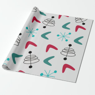 Mid-Century Modern Atomic Boomerangs Wrapping Paper