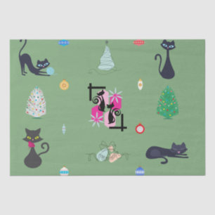 Mid Century Modern Atomic Cat Christmas Holiday Tissue Paper
