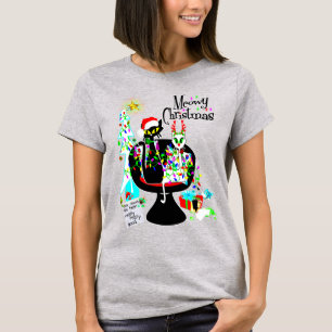 Mid Century Modern Atomic Cat Meowy Christmas T-Shirt