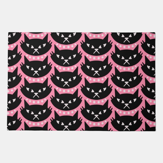 Mid Century Modern Atomic Cat Pattern Doormat (Front)