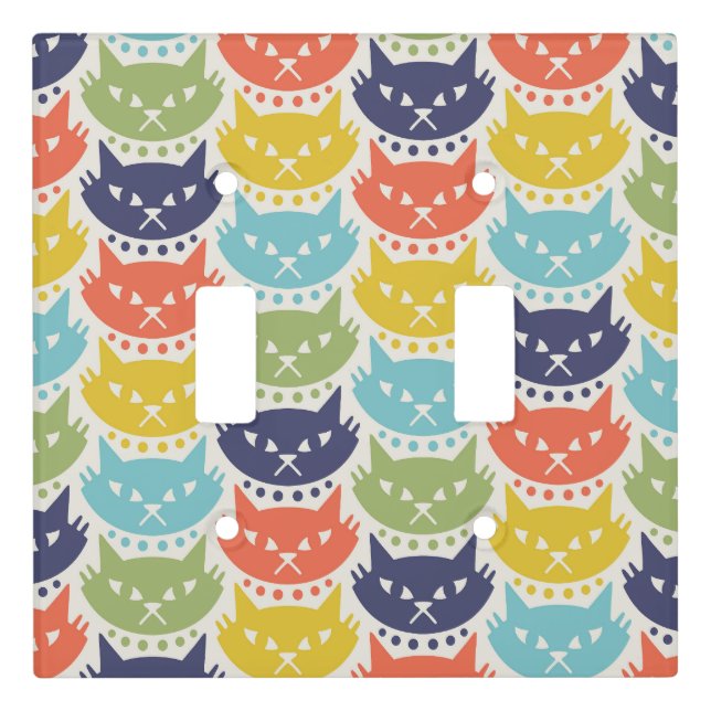 Mid Century Modern Atomic Cat Pattern Light Switch Cover (Front)