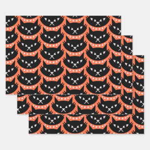 Mid Century Modern Atomic Cat Pattern Wrapping Paper Sheets