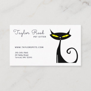 Mid Century Modern Atomic Cat Pet Sitter Business Card