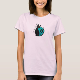 Mid Century Modern Atomic Cat Pink Blue Retro T-Shirt