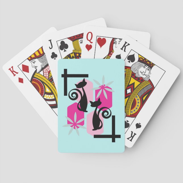 Mid Century Modern Atomic Cat  Poker Cards (Back)