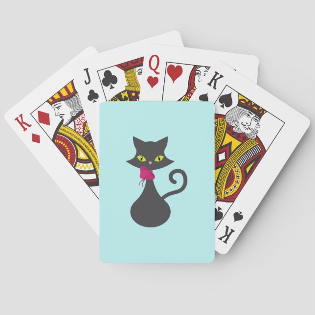 Mid Century Modern Atomic Cat  Poker Cards (Back)