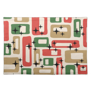Mid Century Modern Atomic Christmas Cloth Placemat