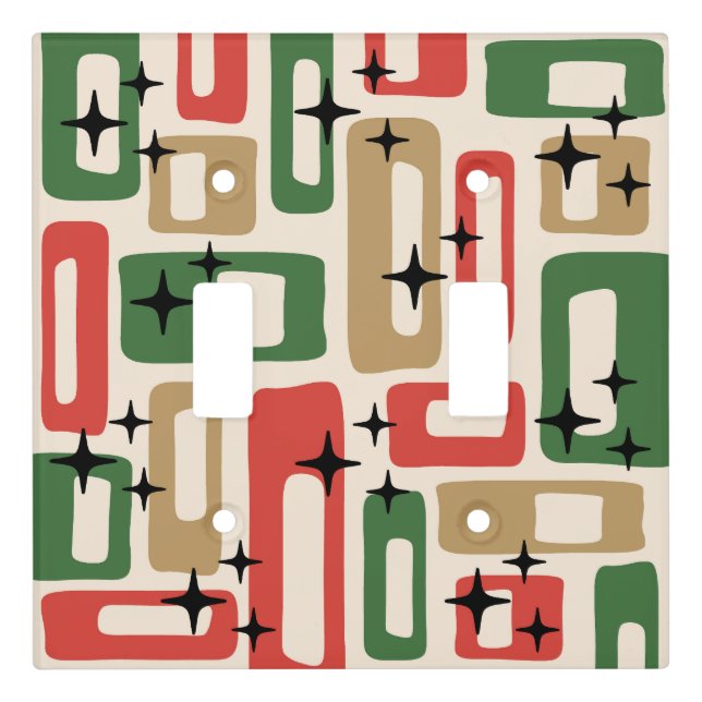 Mid Century Modern Atomic Christmas Light Switch Cover (Front)