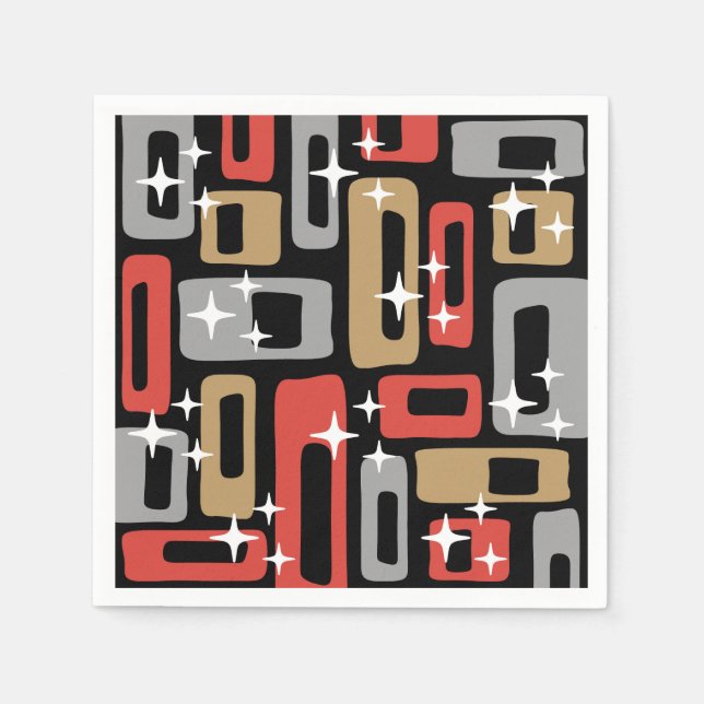 Mid Century Modern Atomic Christmas Napkins (Front)