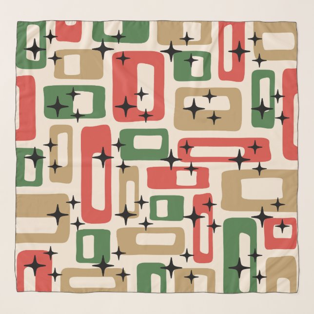 Mid Century Modern Atomic Christmas Scarf (Front)