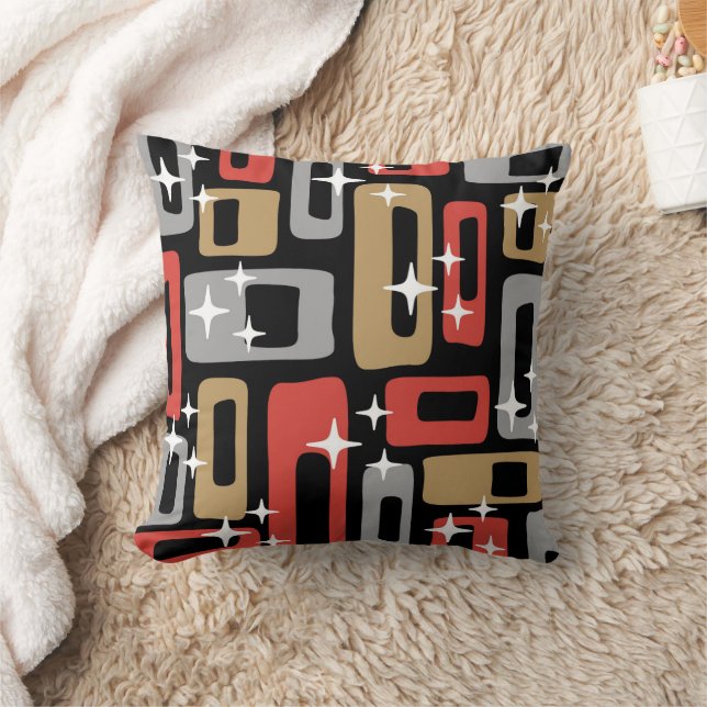 Mid Century Modern Atomic Christmas Throw Pillow (Blanket)